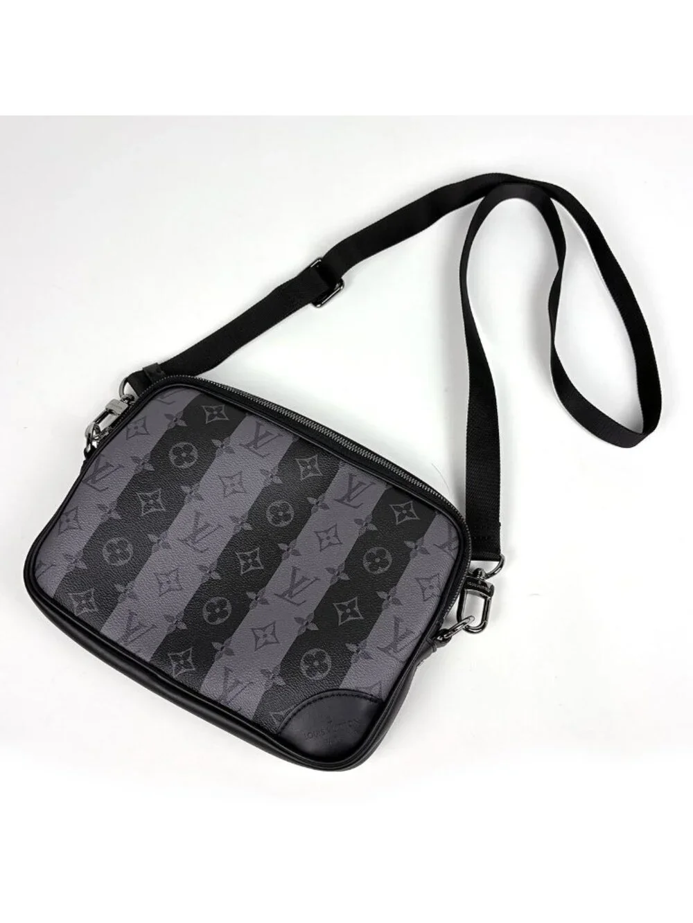 Louis Vuitton Modular Backpack Monogram Stripe 2-Way Eclipse Black Gray